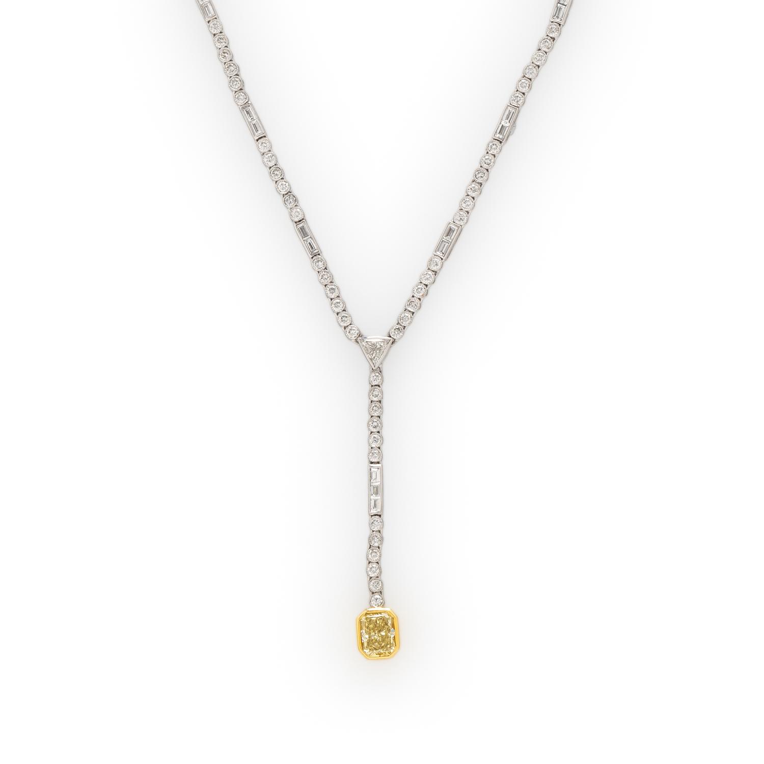 SOPHIA D., COLORED DIAMOND AND DIAMOND LAVALIER NECKLACE