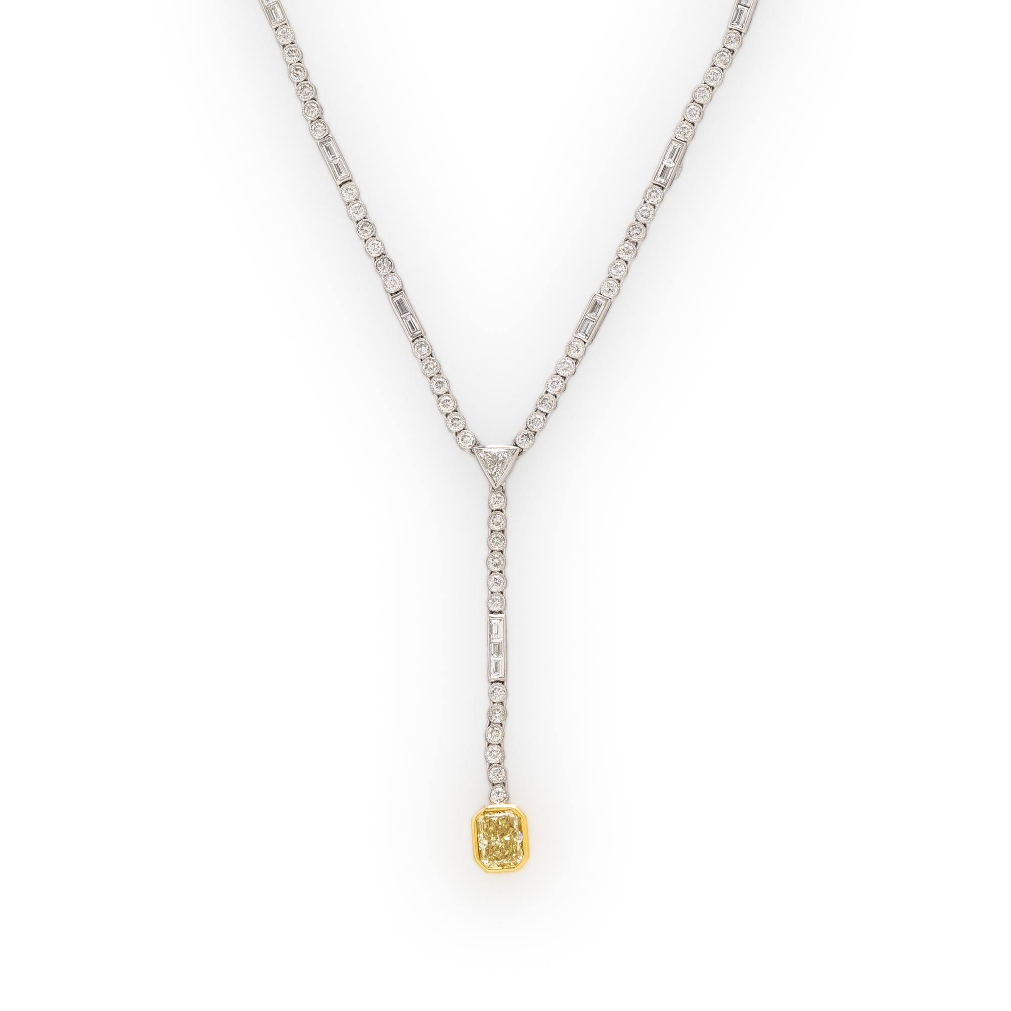 SOPHIA D., COLORED DIAMOND AND DIAMOND LAVALIER NECKLACE