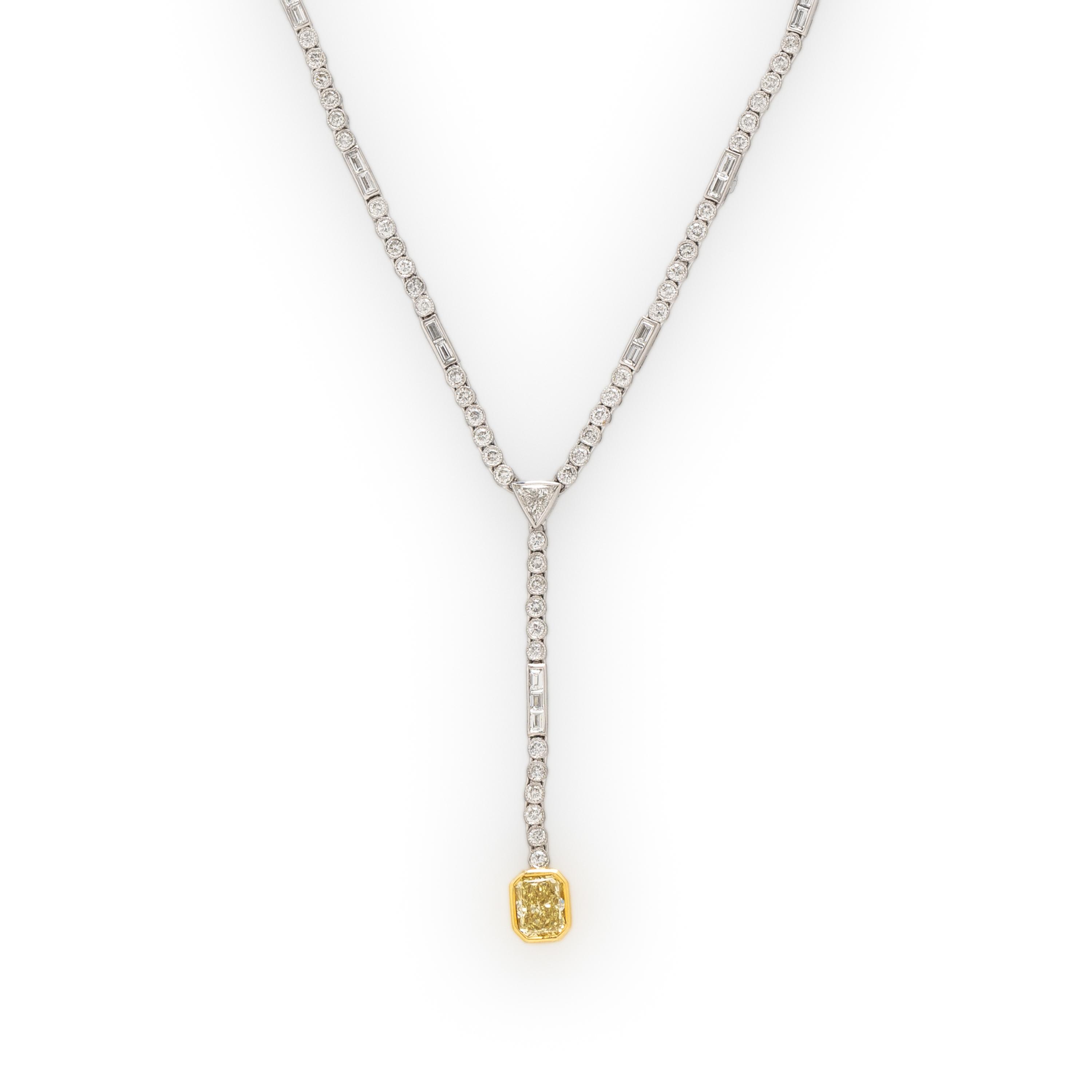 SOPHIA D., COLORED DIAMOND AND DIAMOND LAVALIER NECKLACE