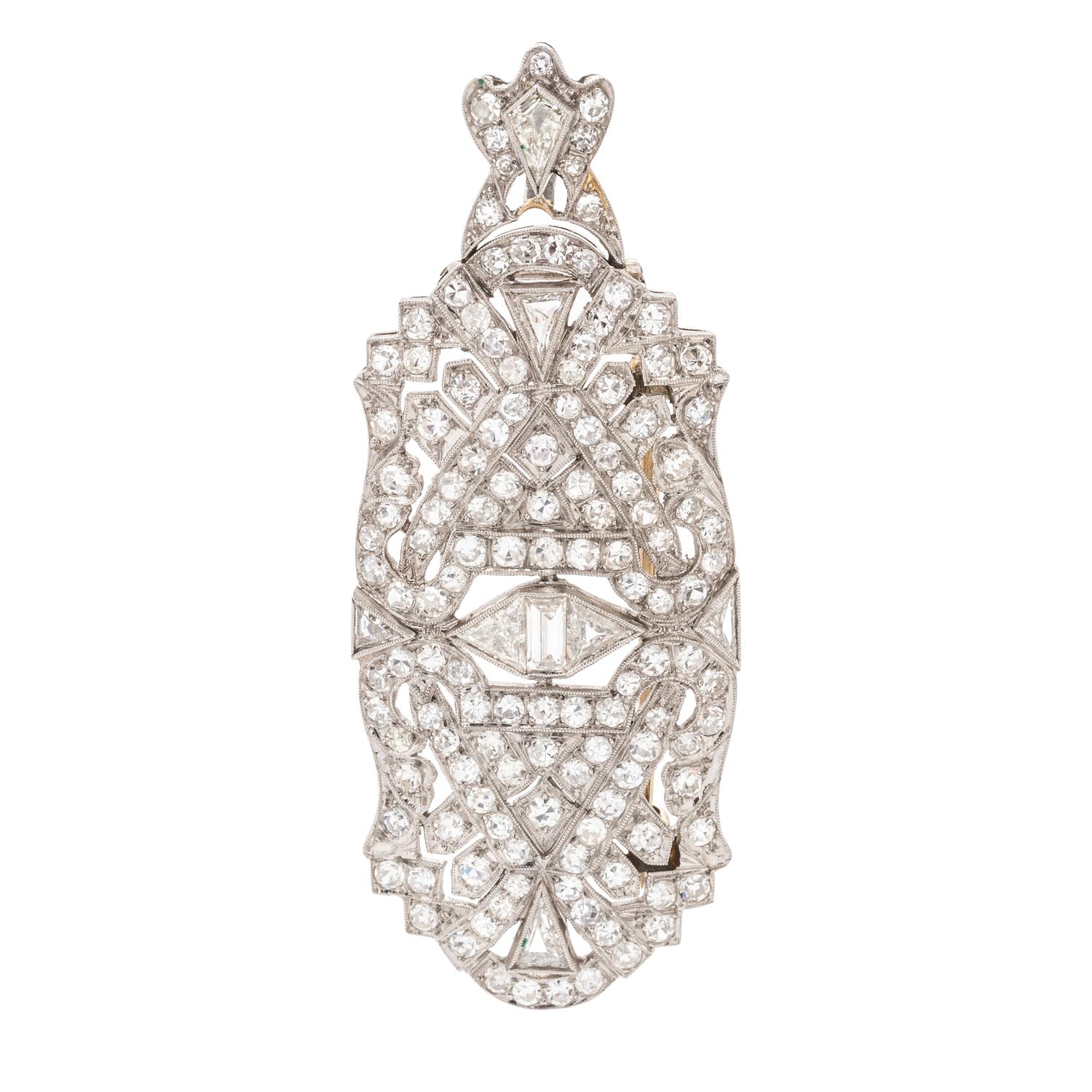 ART DECO, DIAMOND PENDANT/BROOCH