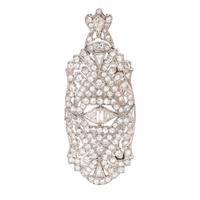 ART DECO, DIAMOND PENDANT/BROOCH