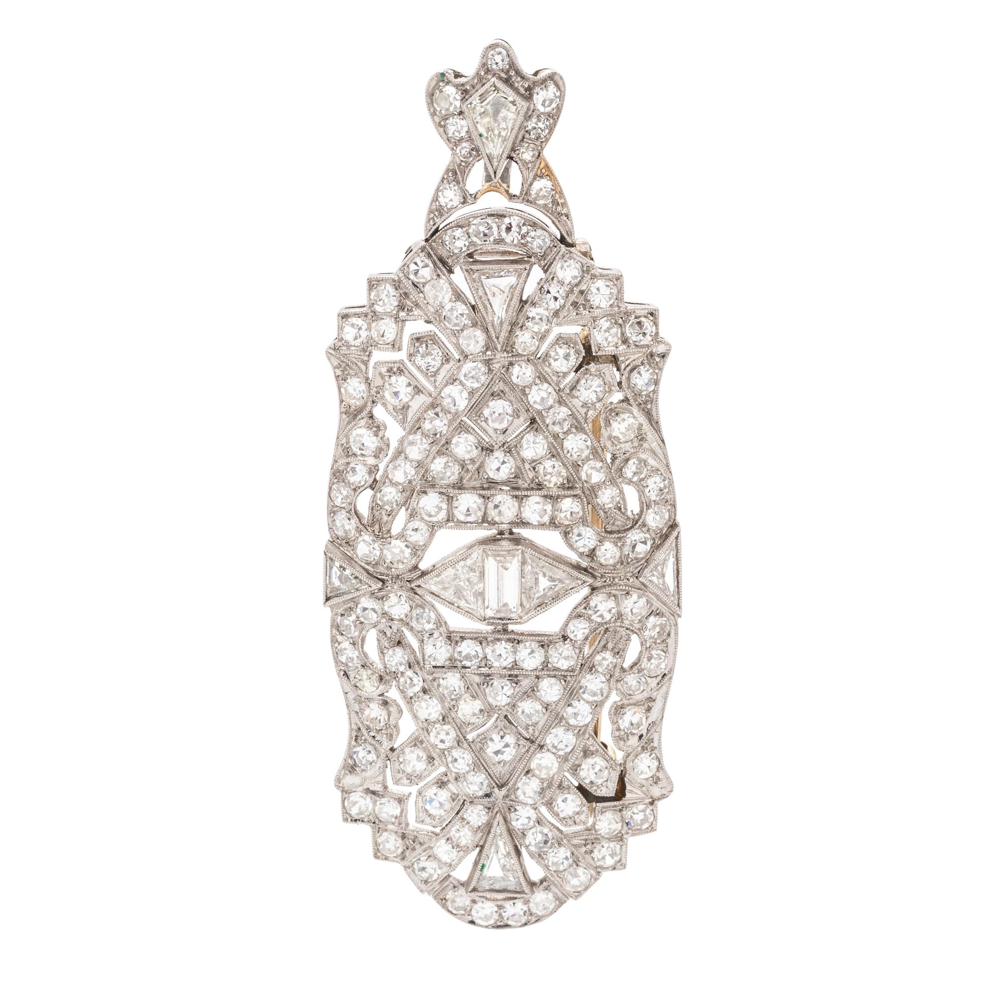 ART DECO, DIAMOND PENDANT/BROOCH