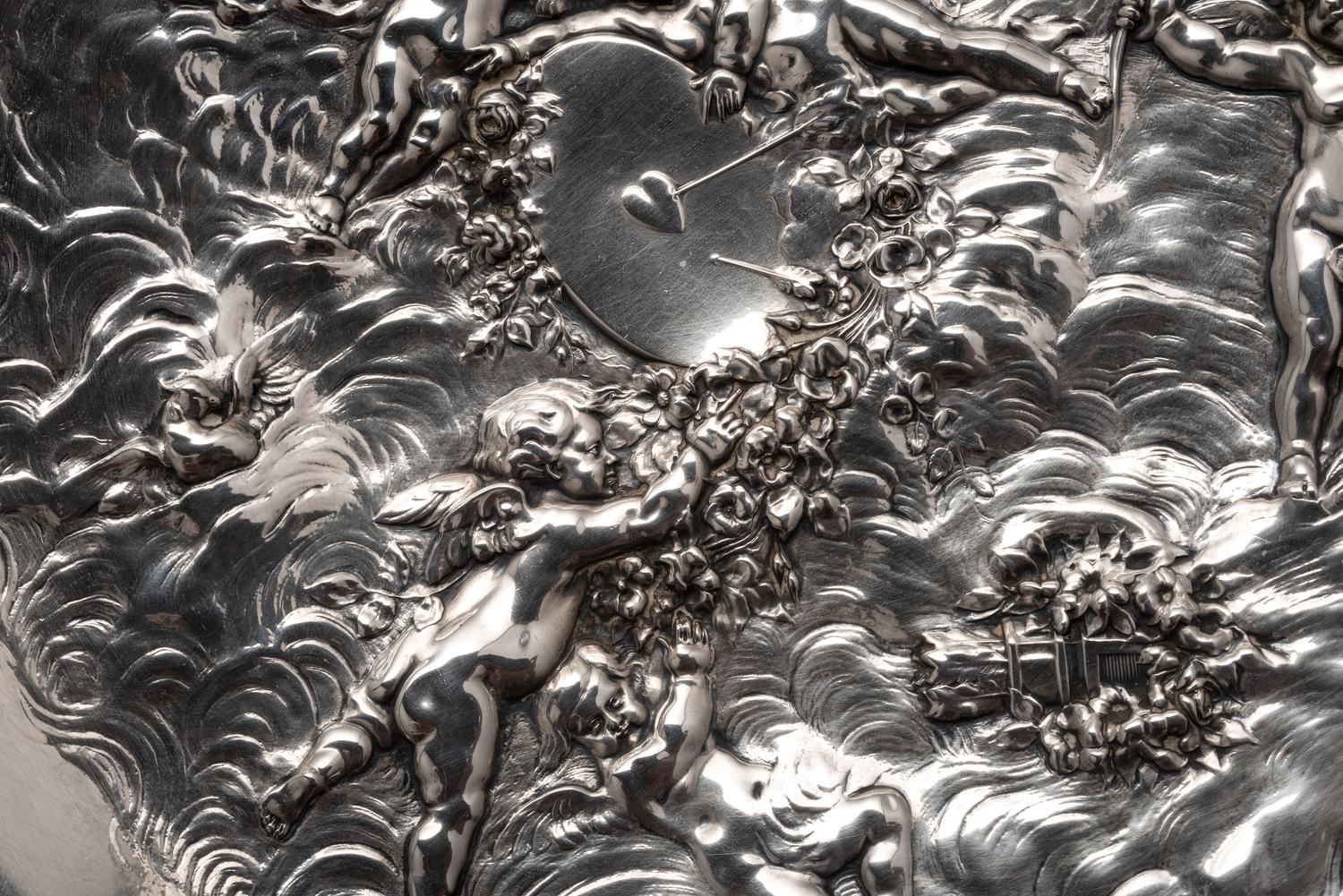 A Pair of American Silver Repousse Tazze