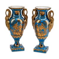 A Pair of Continental Porcelain Chinoiserie Vases