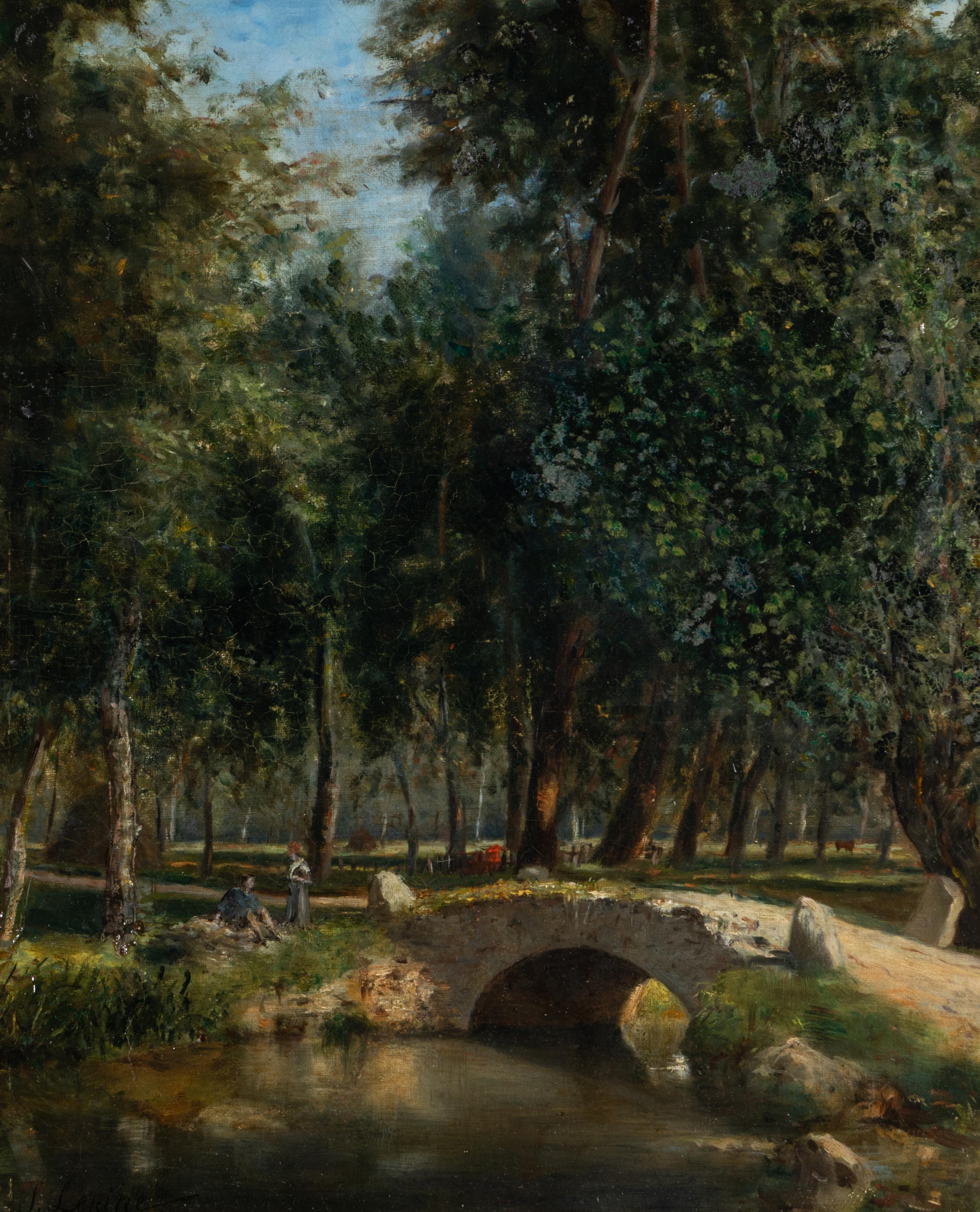 Stanislas Lépine (French, 1835-1892) — Figures by a Woodland Stream