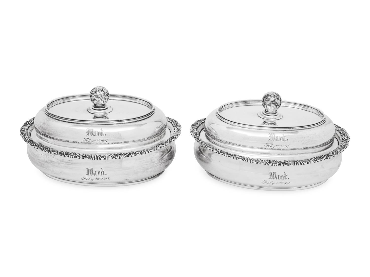 A Pair of American Silver Covered Vegetable Dishes