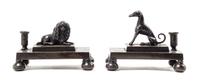 A Pair of Continental Bronze Candle Holders Height 3 3/4 x width 5 3/8 inches. — 19TH CENTURY