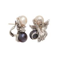 SOUTH SEA AND TAHITIAN CULTURED PEARL AND DIAMOND EARRINGS