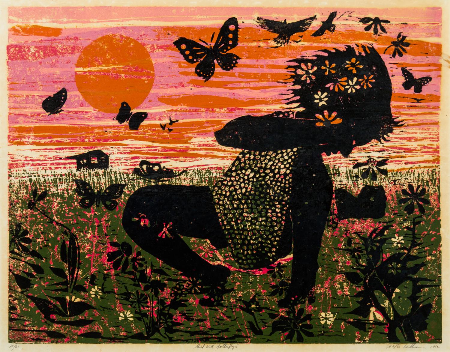 Walter Henry Williams, (American, 1920-1998), Girl with Butterflies, 1962