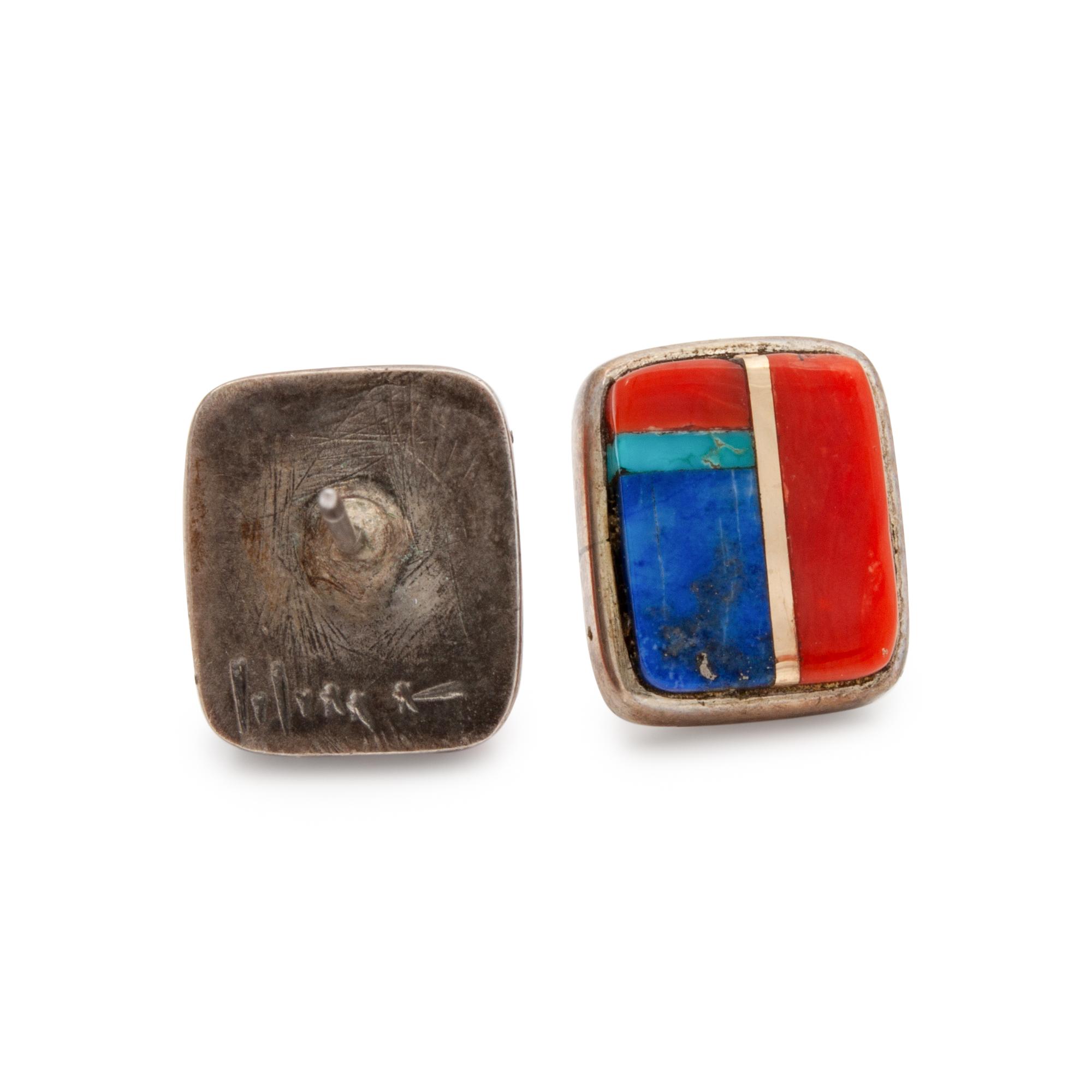 Gold and Multi-Stone Inlay Earrings Lot is located and will ship from Denver, Colorado.