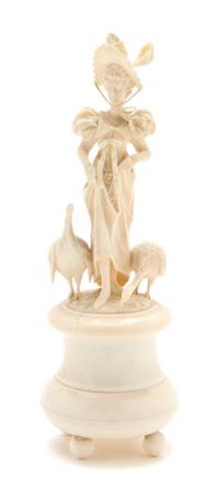 A Continental Carved Ivory Box, Height 6 7/8 inches.