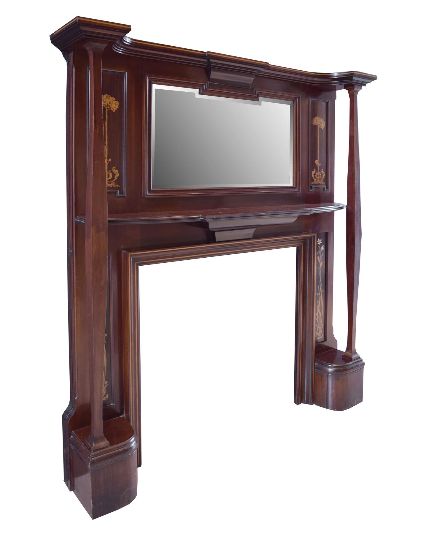 A Mahogany Mantel with Mirror 61" W x 11" D x 78" H — England, Circa 1880