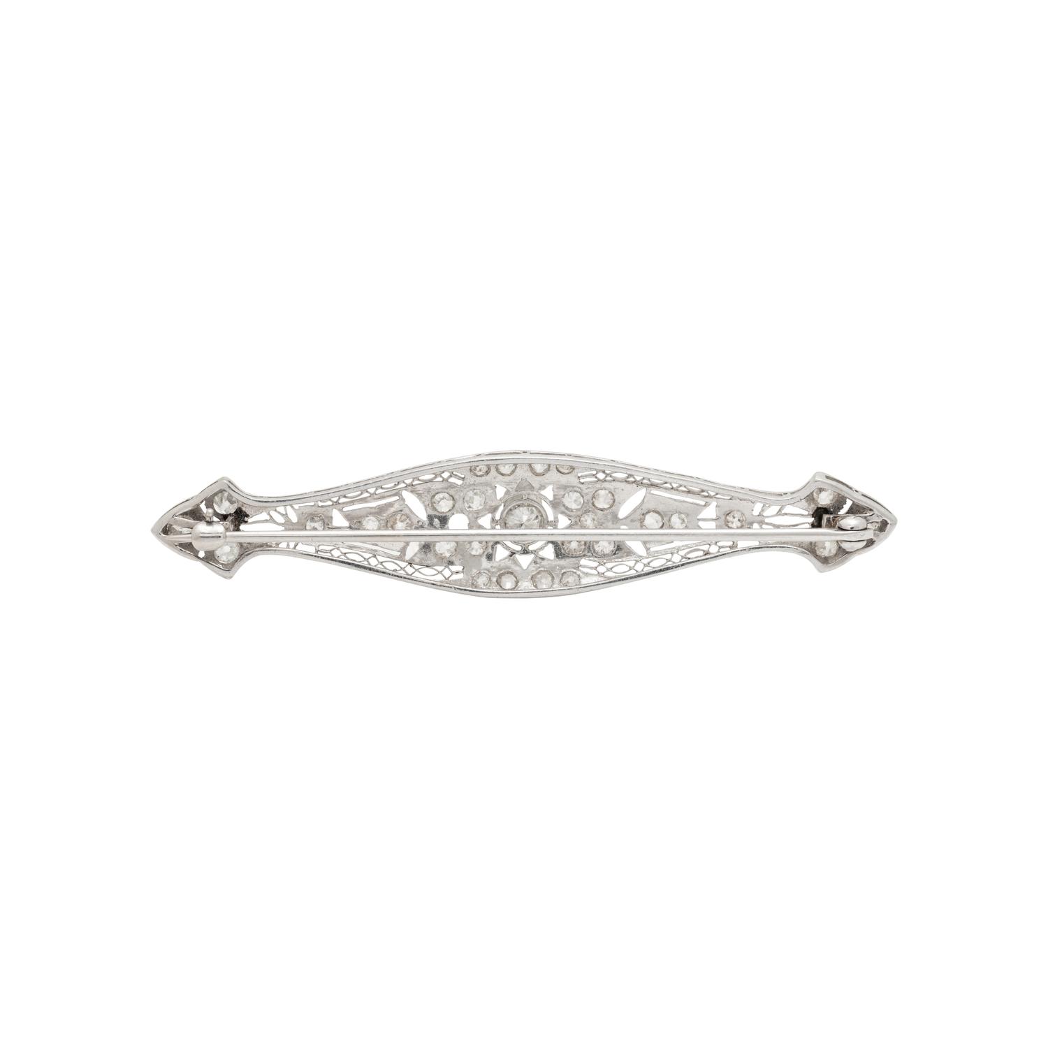 PLATINUM AND DIAMOND BAR BROOCH