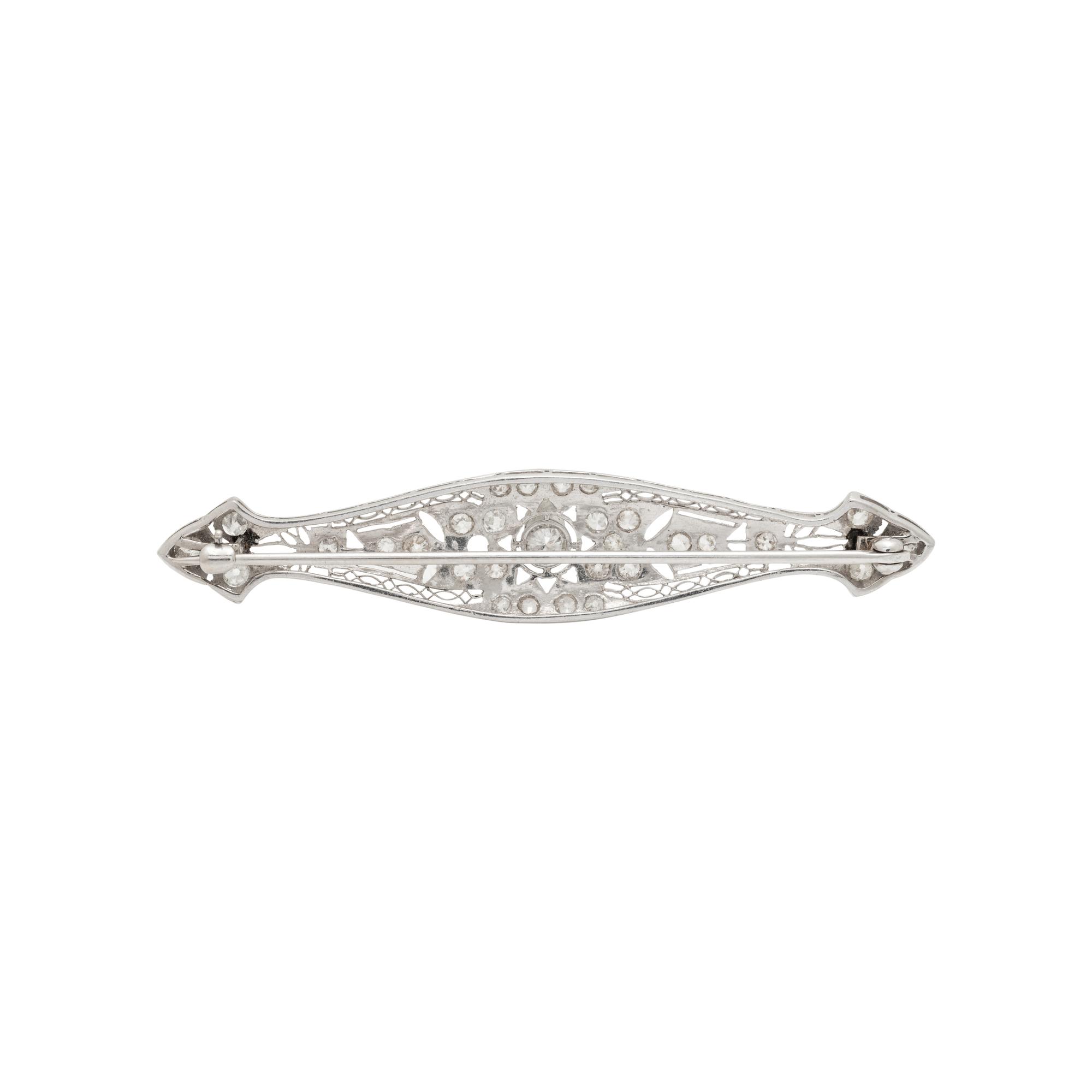 PLATINUM AND DIAMOND BAR BROOCH