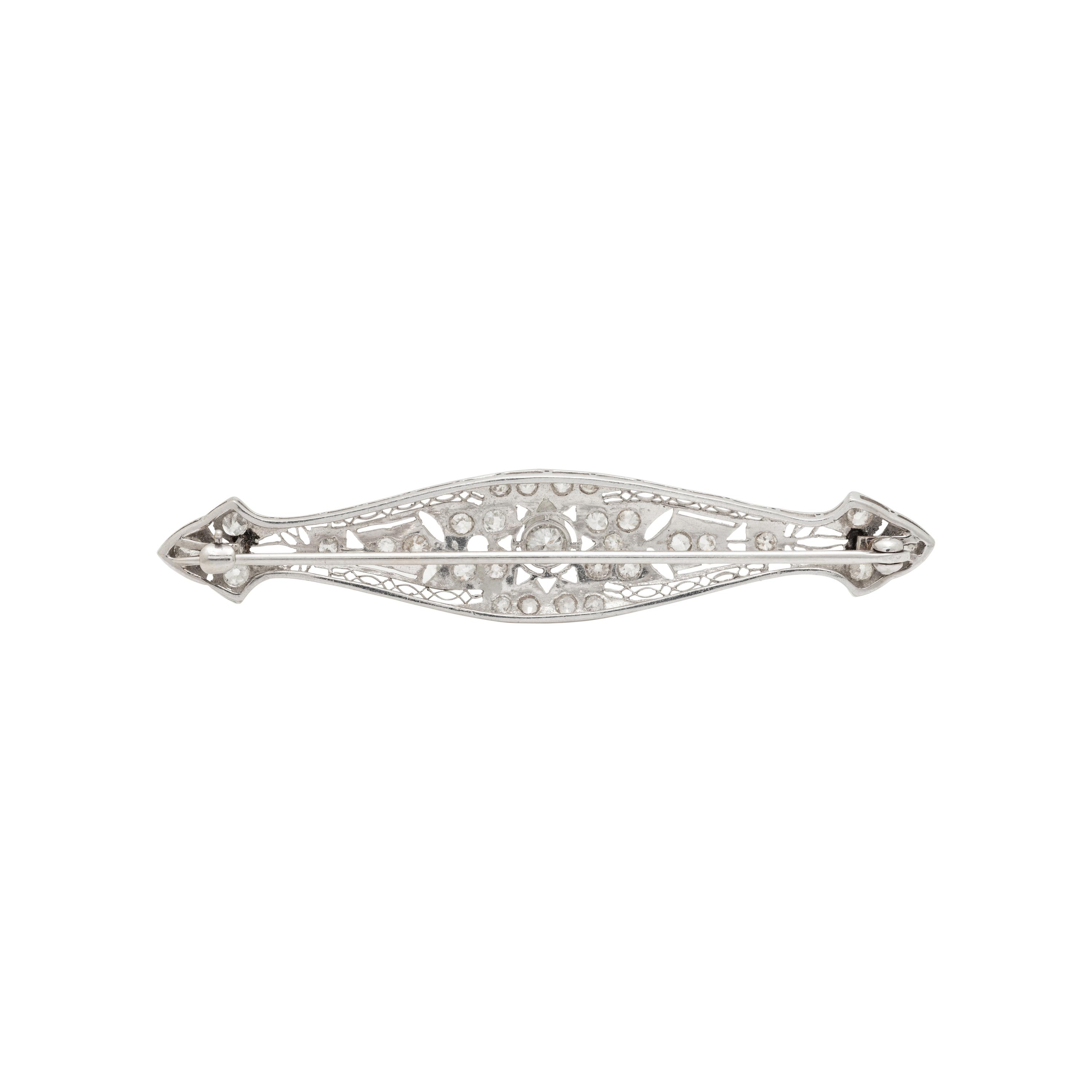 PLATINUM AND DIAMOND BAR BROOCH