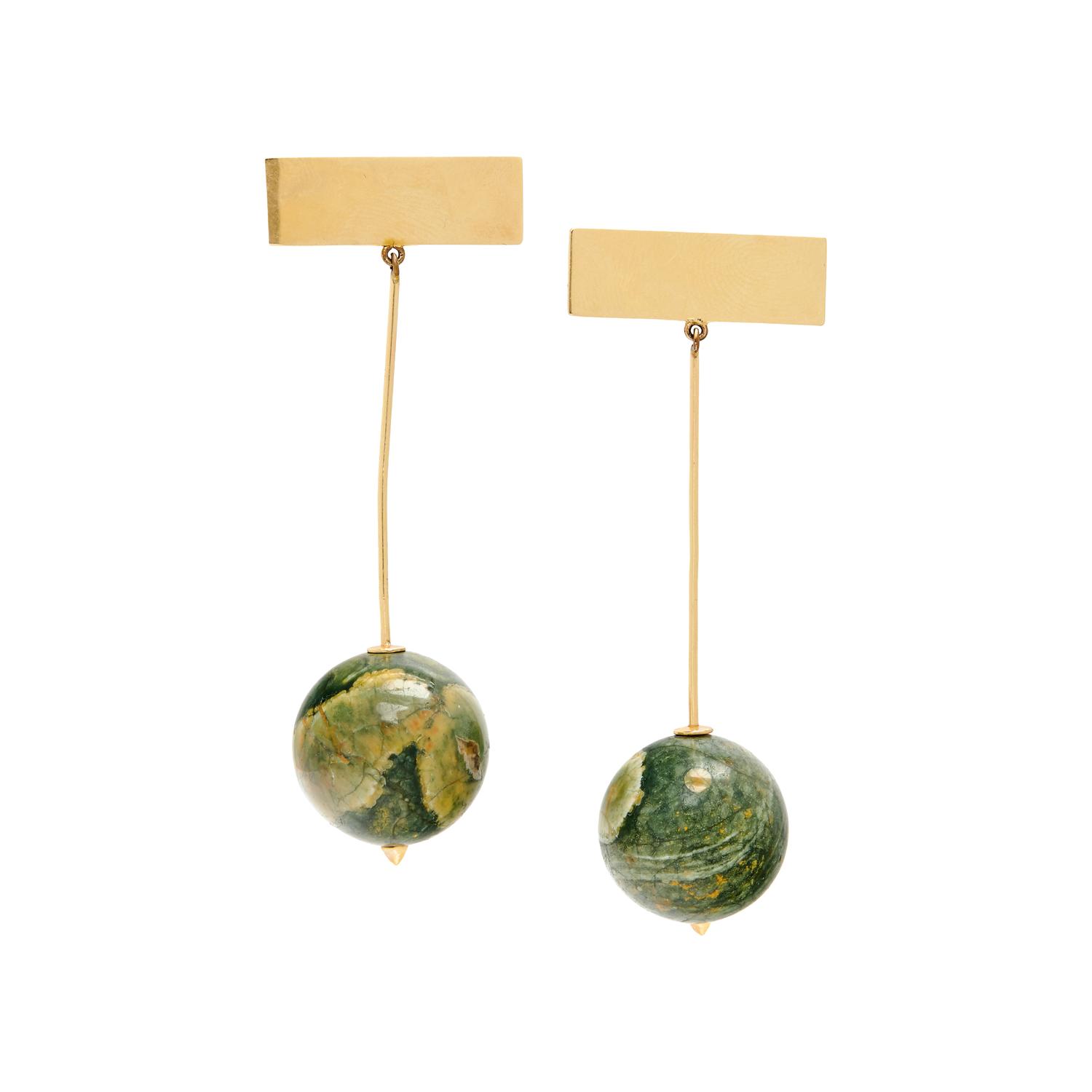 KATHLEEN WHITAKER, TWO PAIRS OF YELLOW GOLD AND GEMSTONE PENDANT EARRINGS