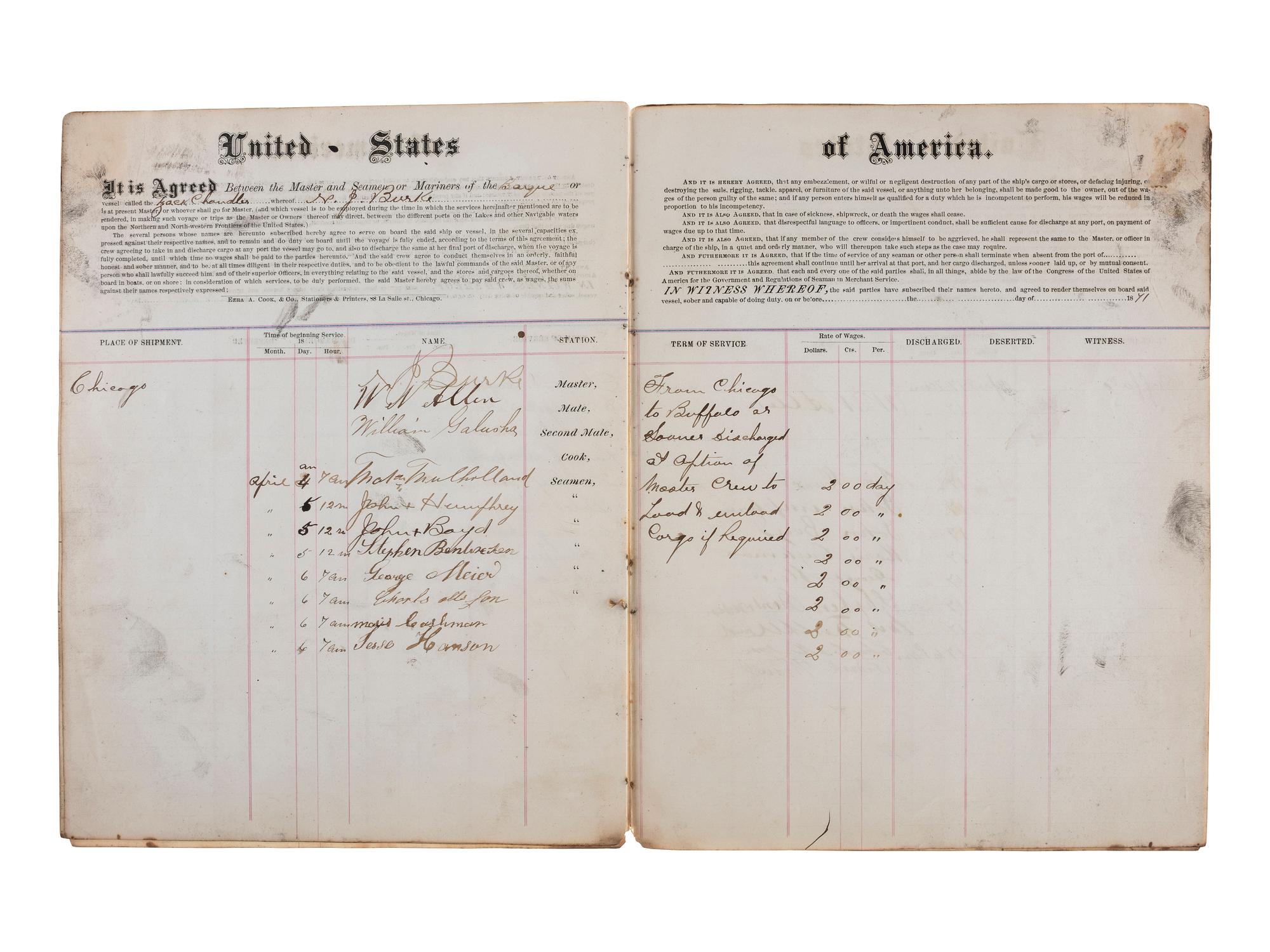 [TRANSPORTATION] -- [SHIPPING]. Letter press copy book featuring discussion of early Great Lakes shipping and commerce within the 1847 business correspondence of Detroit shipbuilder, merchant, and vessel owner Elon W. Hudson (1818-1901).