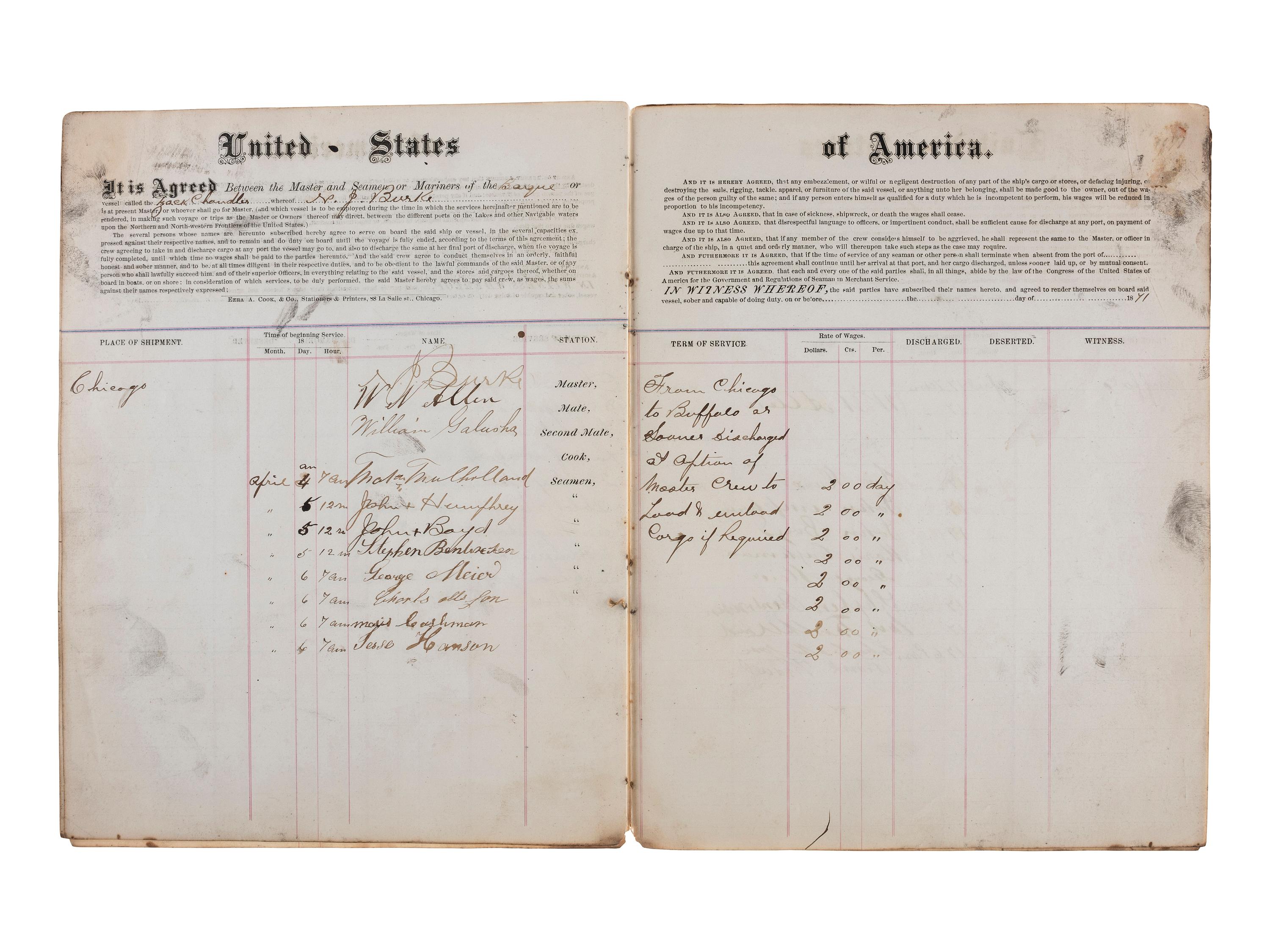 [TRANSPORTATION] -- [SHIPPING]. Letter press copy book featuring discussion of early Great Lakes shipping and commerce within the 1847 business correspondence of Detroit shipbuilder, merchant, and vessel owner Elon W. Hudson (1818-1901).