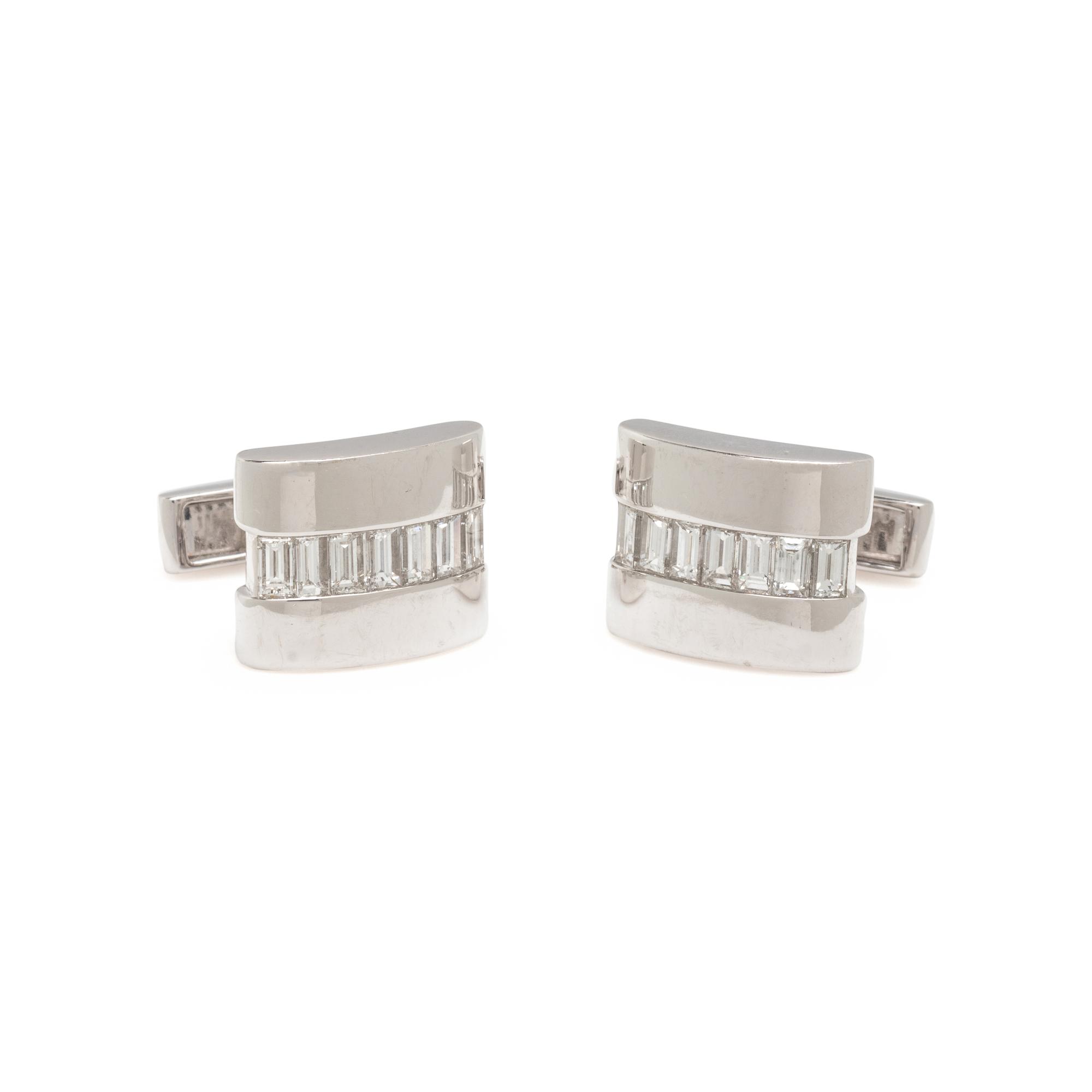 VAN CLEEF & ARPELS, WHITE GOLD AND DIAMOND CUFFLINKS