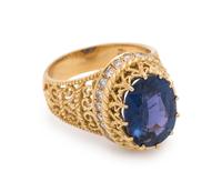 CYNTHIA BACH, COLOR-CHANGE SAPPHIRE AND DIAMOND RING