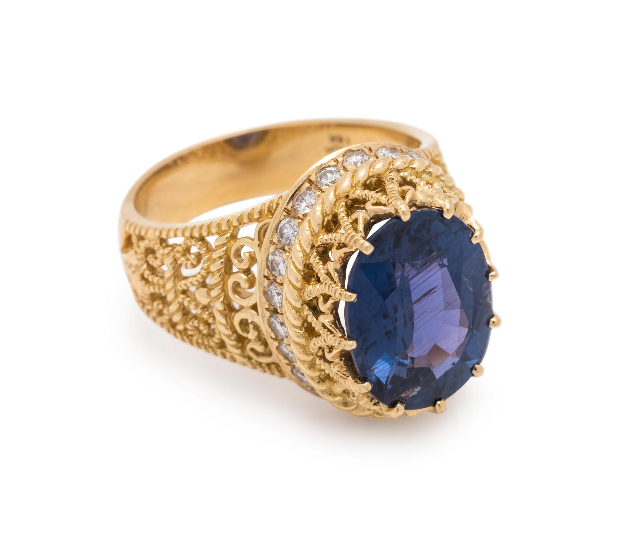 CYNTHIA BACH, COLOR-CHANGE SAPPHIRE AND DIAMOND RING