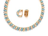 SPAULDING & CO., GUILLOCHÉ ENAMEL, DIAMOND AND RUBY PARURE