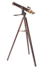 H.G. Fitz 4 1/8 inch telescope and tripod. Length of body tube 53 in. 19th century.