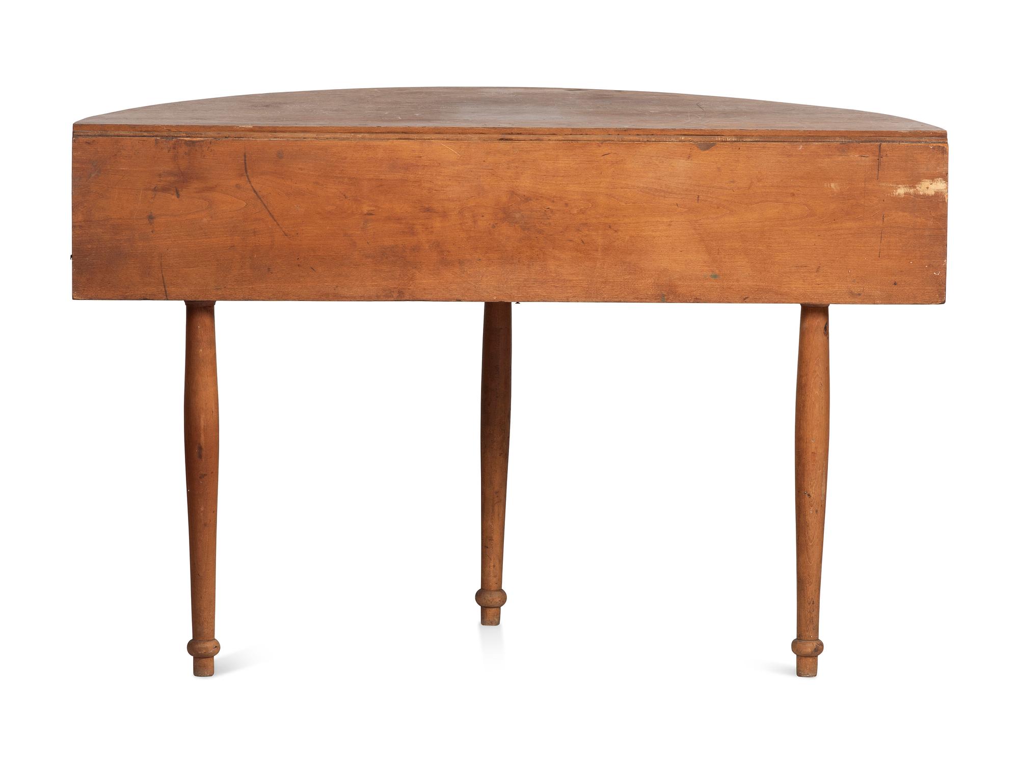 A Country Late Federal Cherrywood Demi-Lune Drop-Leaf Table