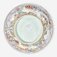 A Chinese export famille rose-decorated porcelain figural punchbowl late 18th Century