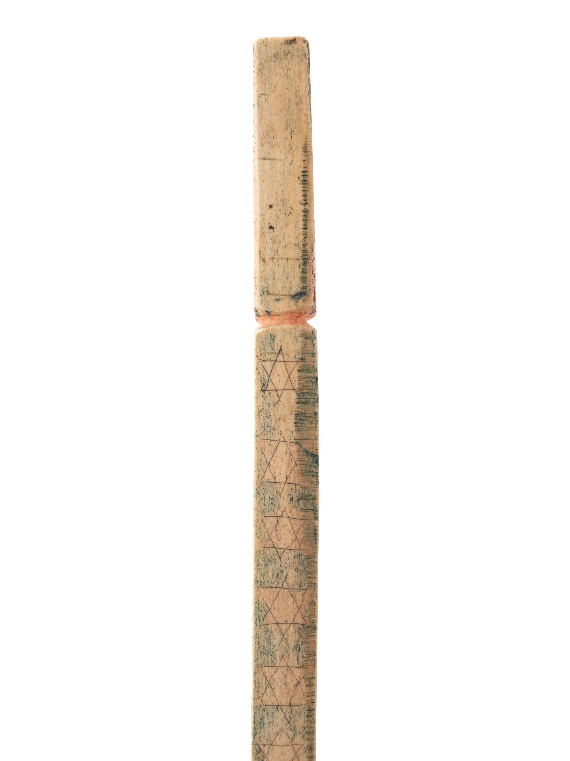 A Scrimshaw Incised and Painted Whale Bone American Flag Cane