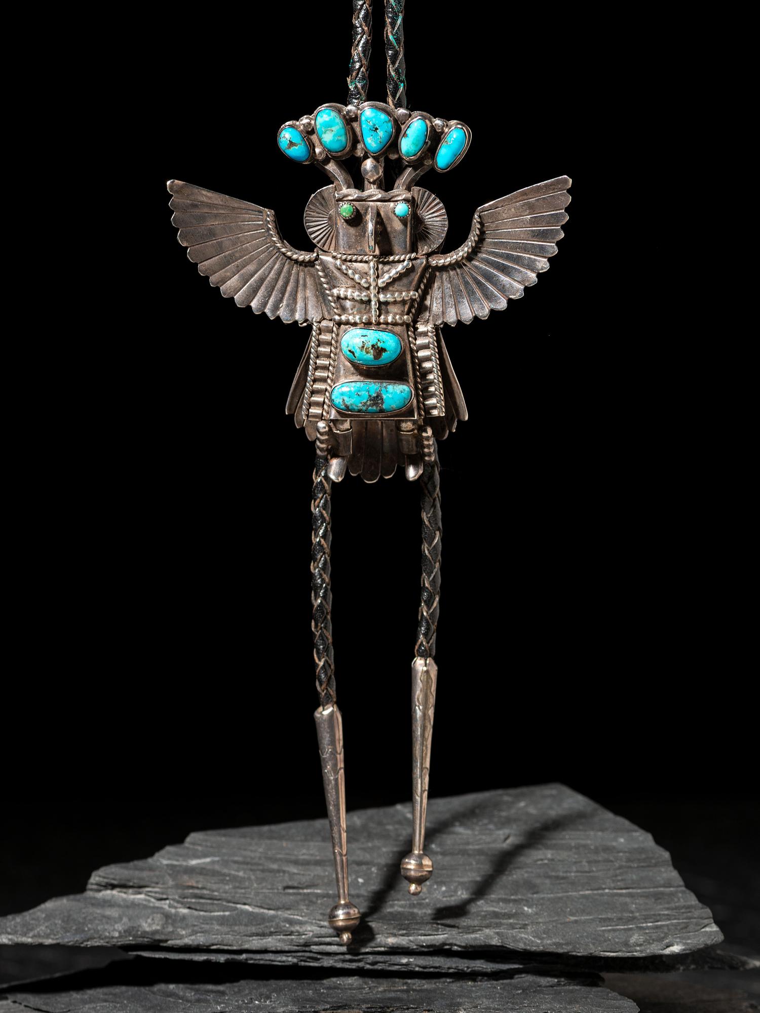 Silver and Turquoise Katsina Bolo Tie