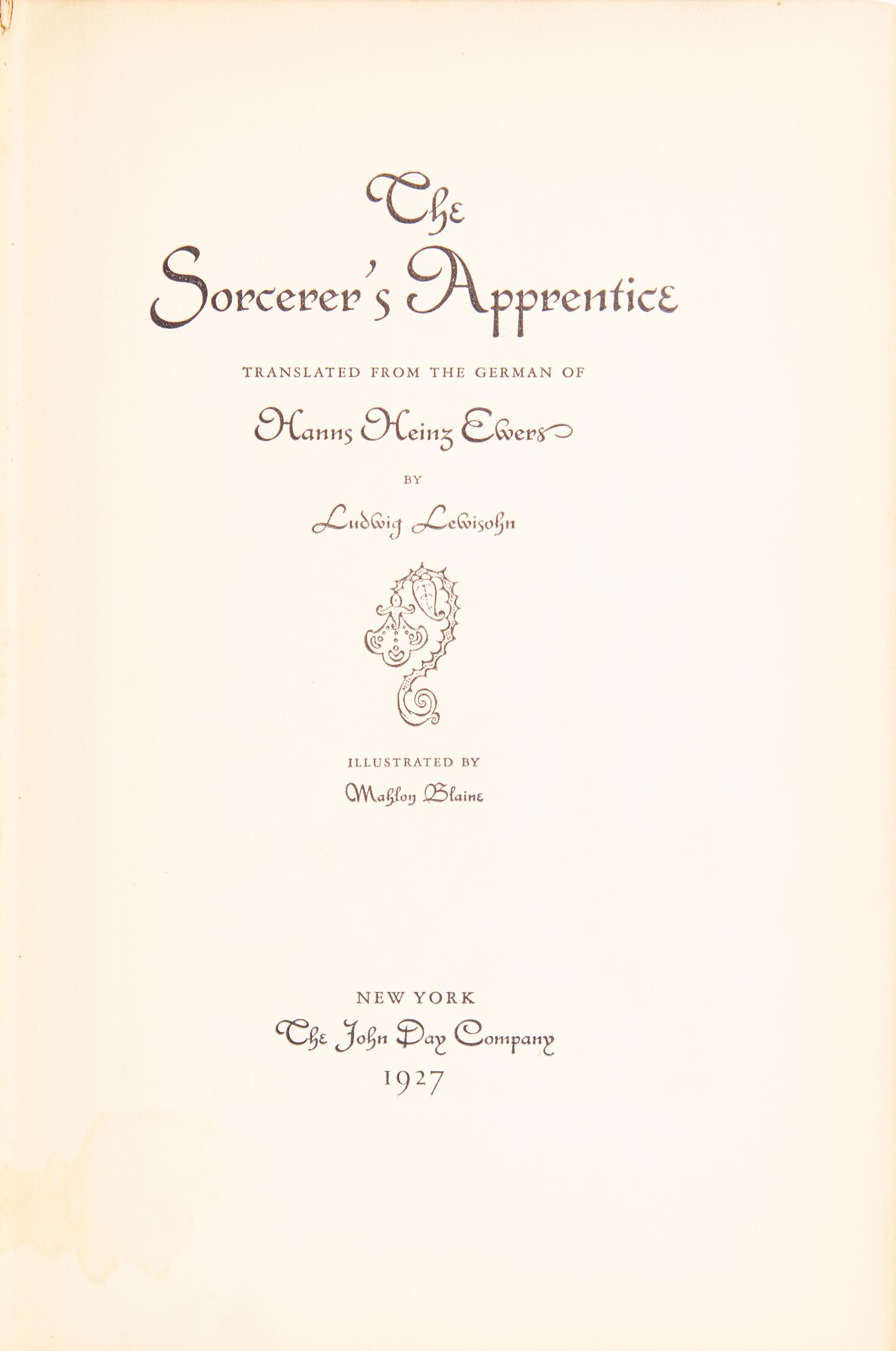 [Children's & Illustrated] [Blaine, Mahlon] Elvers, Hanns Heinz. The Sorcerer's Apprentice