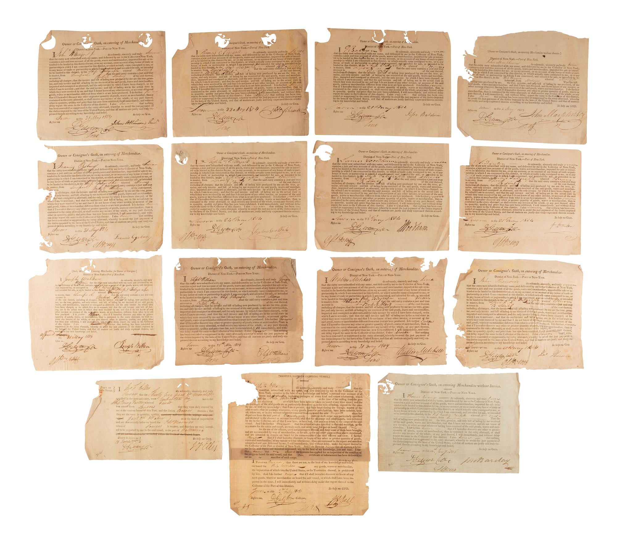 [CONTINENTAL CONGRESS]. A collection of signatures from delegates to the Continental Congress, 1764-1815, comprising: