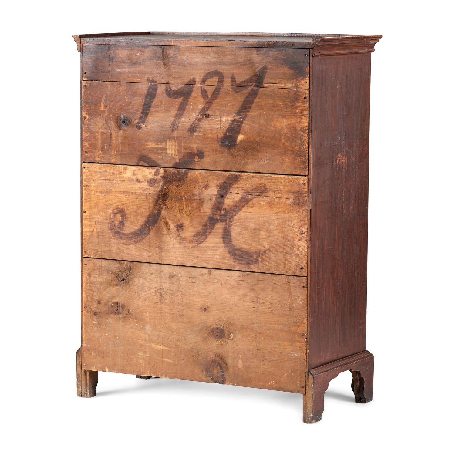 A Chippendale Stained Cherrywood Tall Chest of Drawers