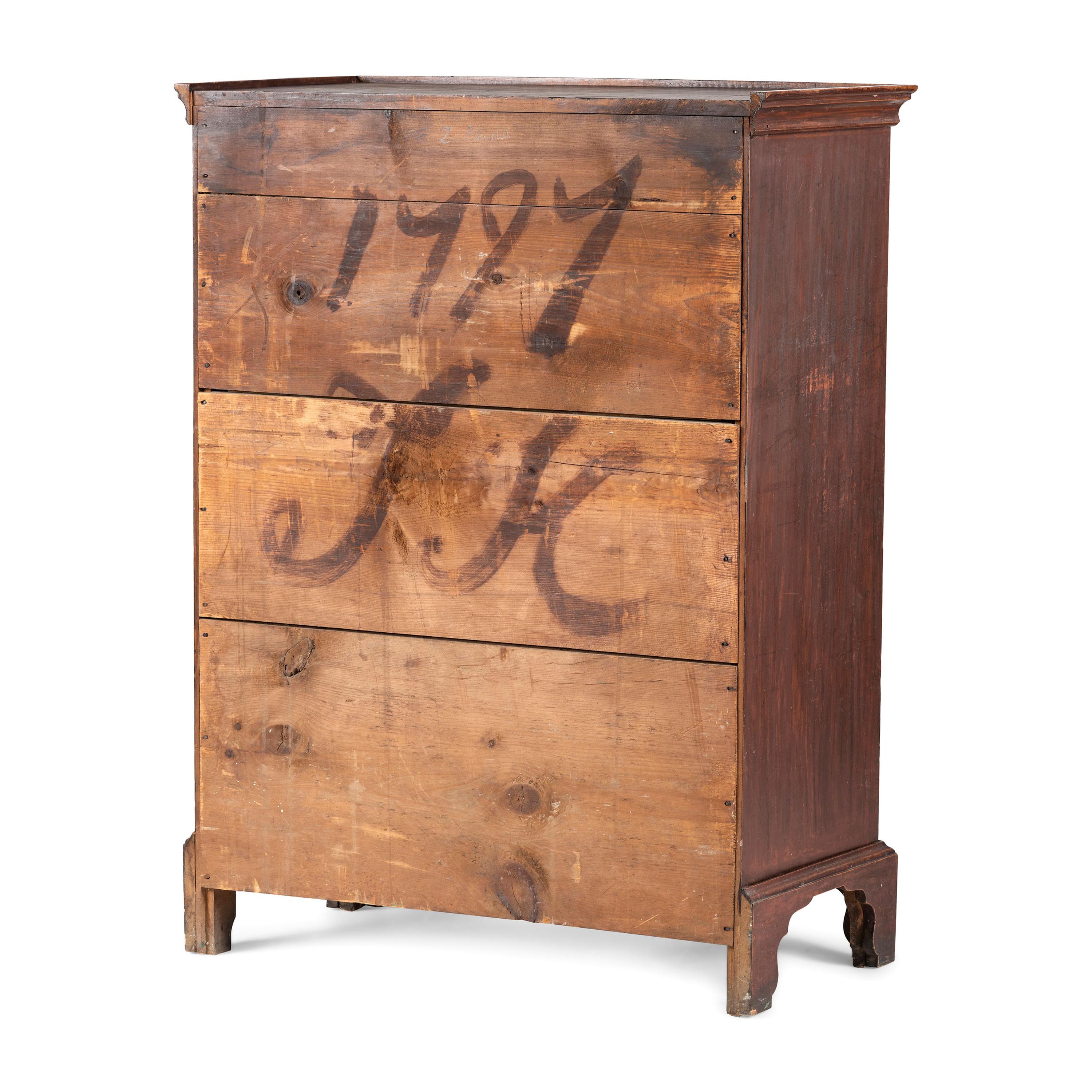 A Chippendale Stained Cherrywood Tall Chest of Drawers