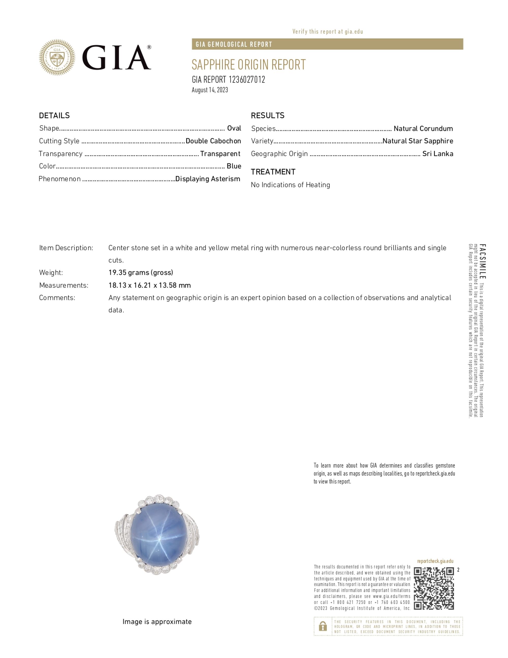 CEYLON STAR SAPPHIRE AND DIAMOND RING