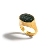 A Roman Gold and Bloodstone Finger Ring with the Goddess Diana