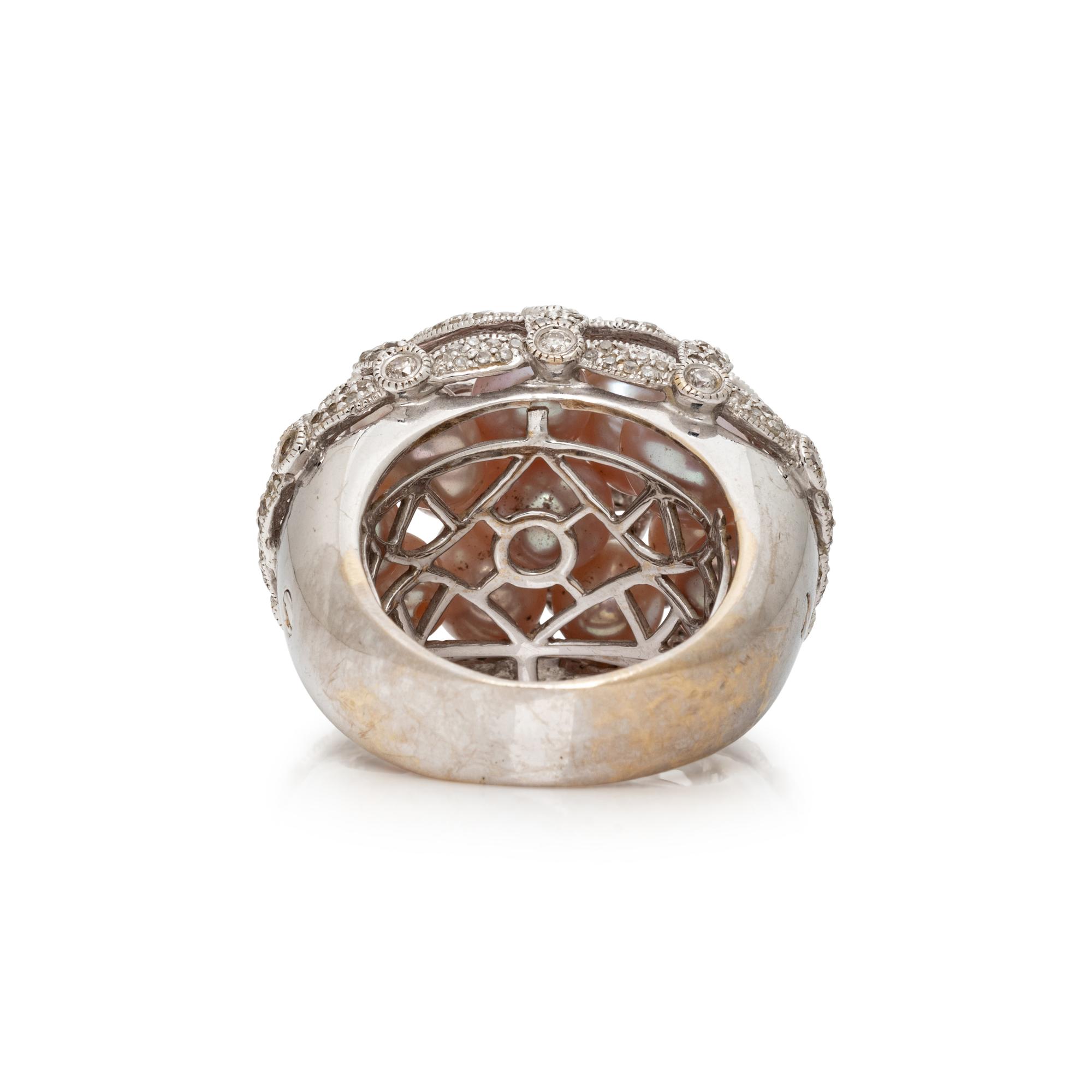 CULTURED PEARL AND DIAMOND RING