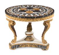 A Baroque Style Specimen Marble-Top Giltwood Center Table