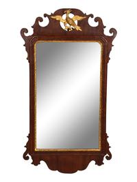 A Chippendale Style Carved and Parcel Gilt Mahogany Looking Glass