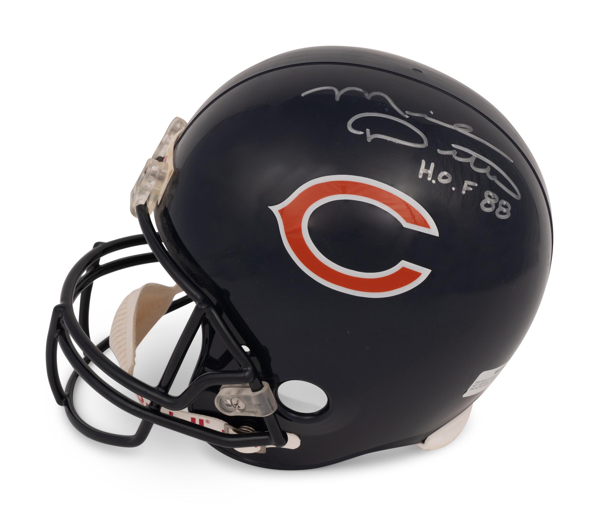 An Large Group of Mike Ditka Signed Autograph Items Featuring a Full Size Helmet, Framed Jersey and HOF Pennant