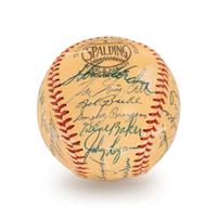 A 1955 All Star Game National League Team Signed Autograph Baseball Featuring Hank Aaron, Ernie Banks and Willie Mays (Beckett Authentication Services Letter BAS Certified)