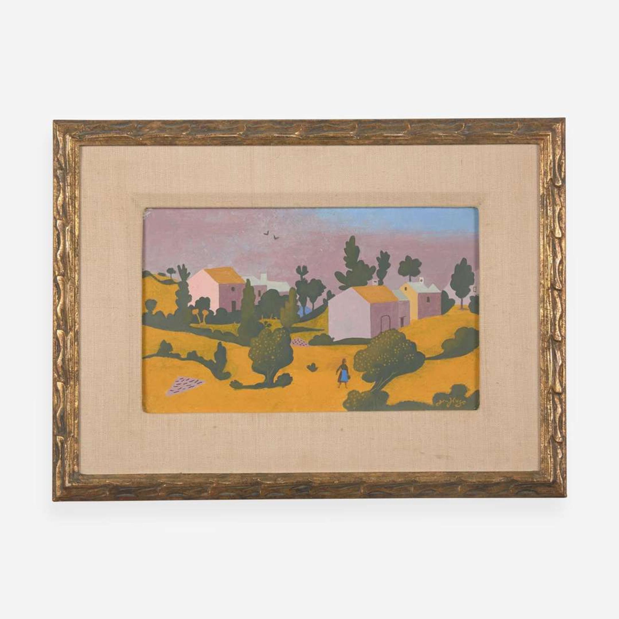 Jean Hugo (French, 1894-1984) Le Mas Gauzin avec une femme