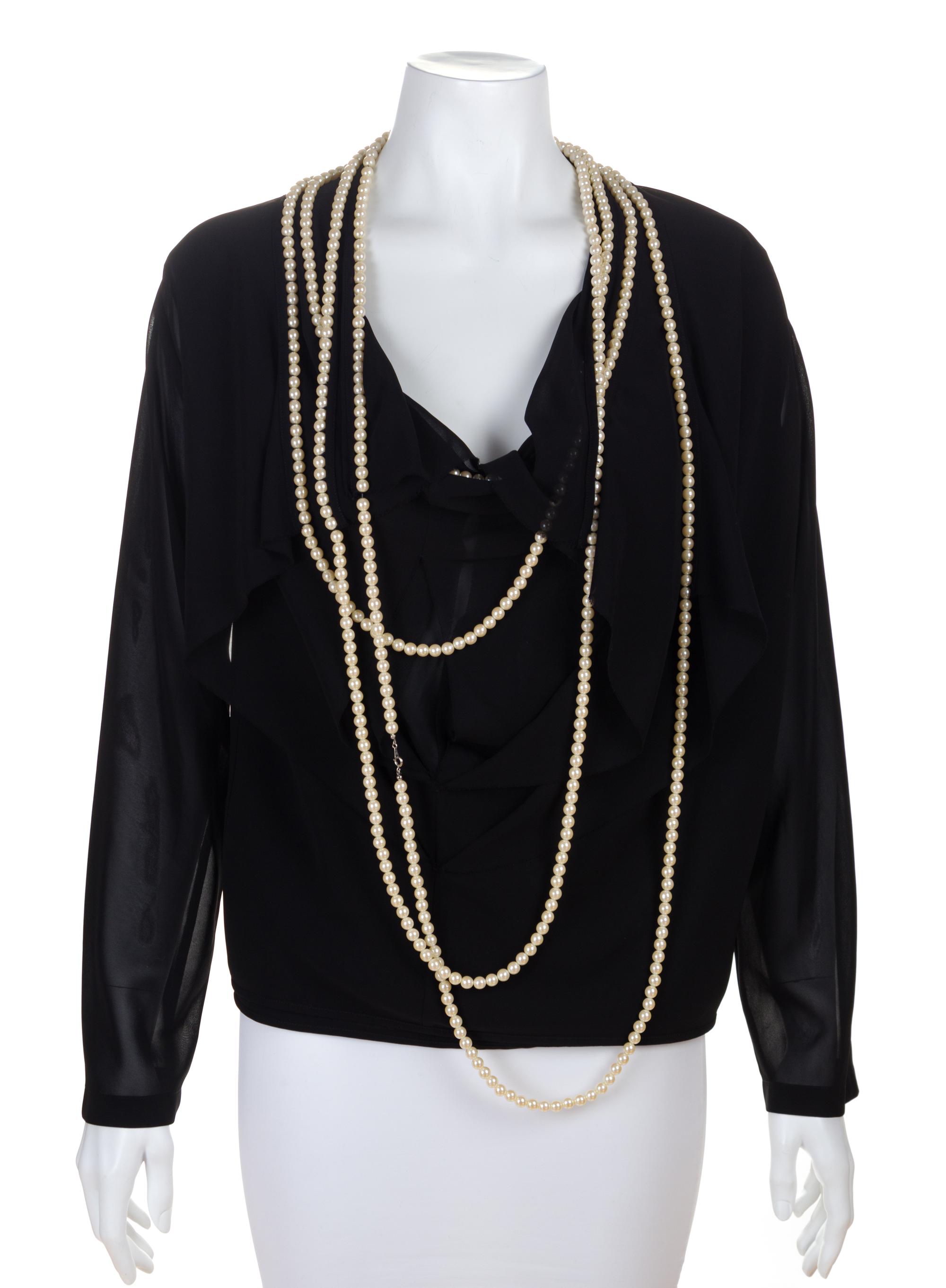 A Junya Wantanabe Black Layered Blouse, Size medium.