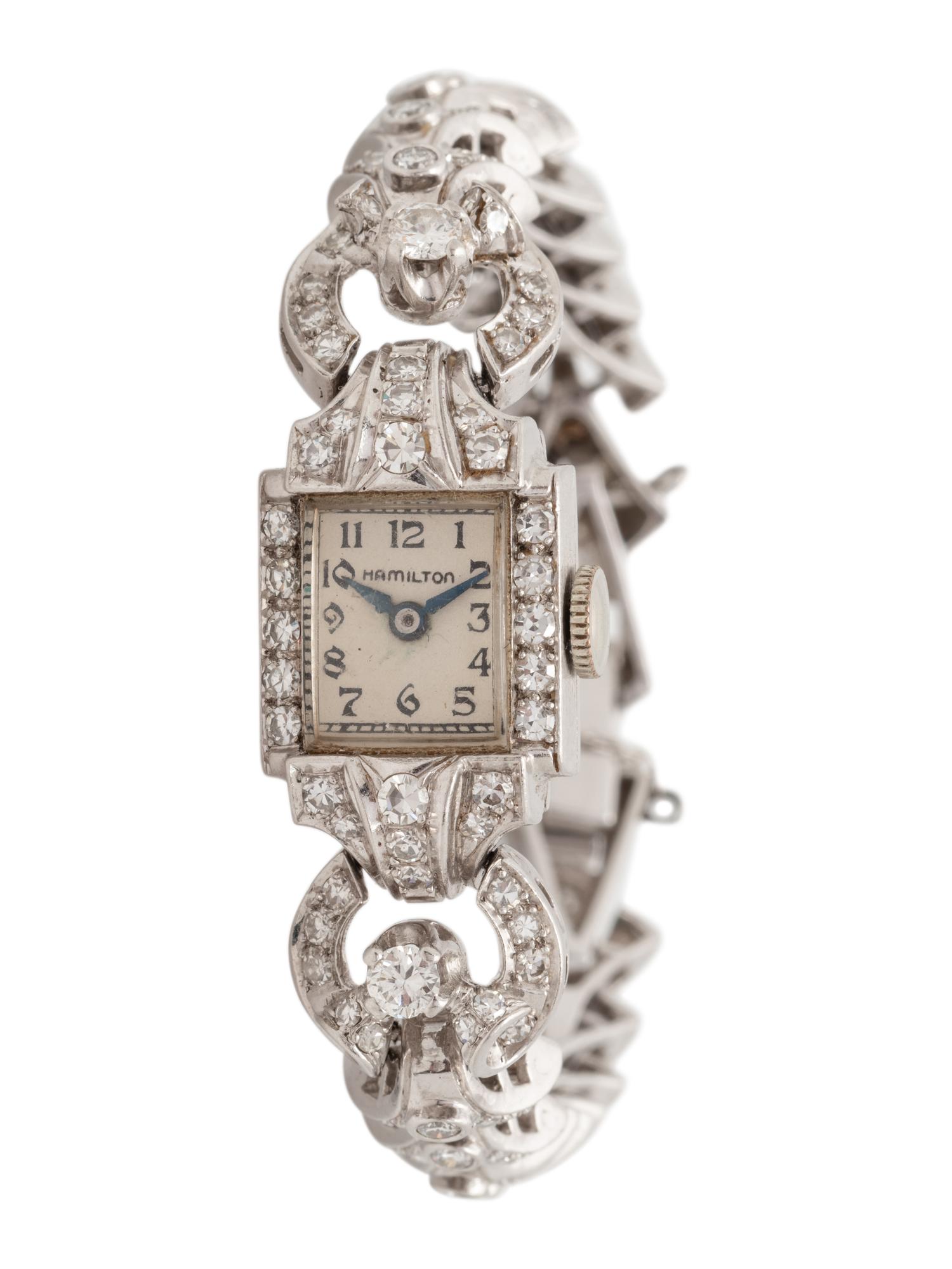 HAMILTON, PLATINUM AND DIAMOND WRISTWATCH