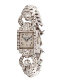 HAMILTON, PLATINUM AND DIAMOND WRISTWATCH