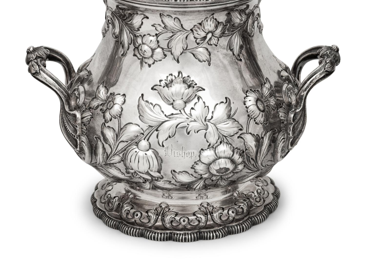 A Grosjean and Woodward for Tiffany and Co. Coin Silver Three-Piece Coffee Service