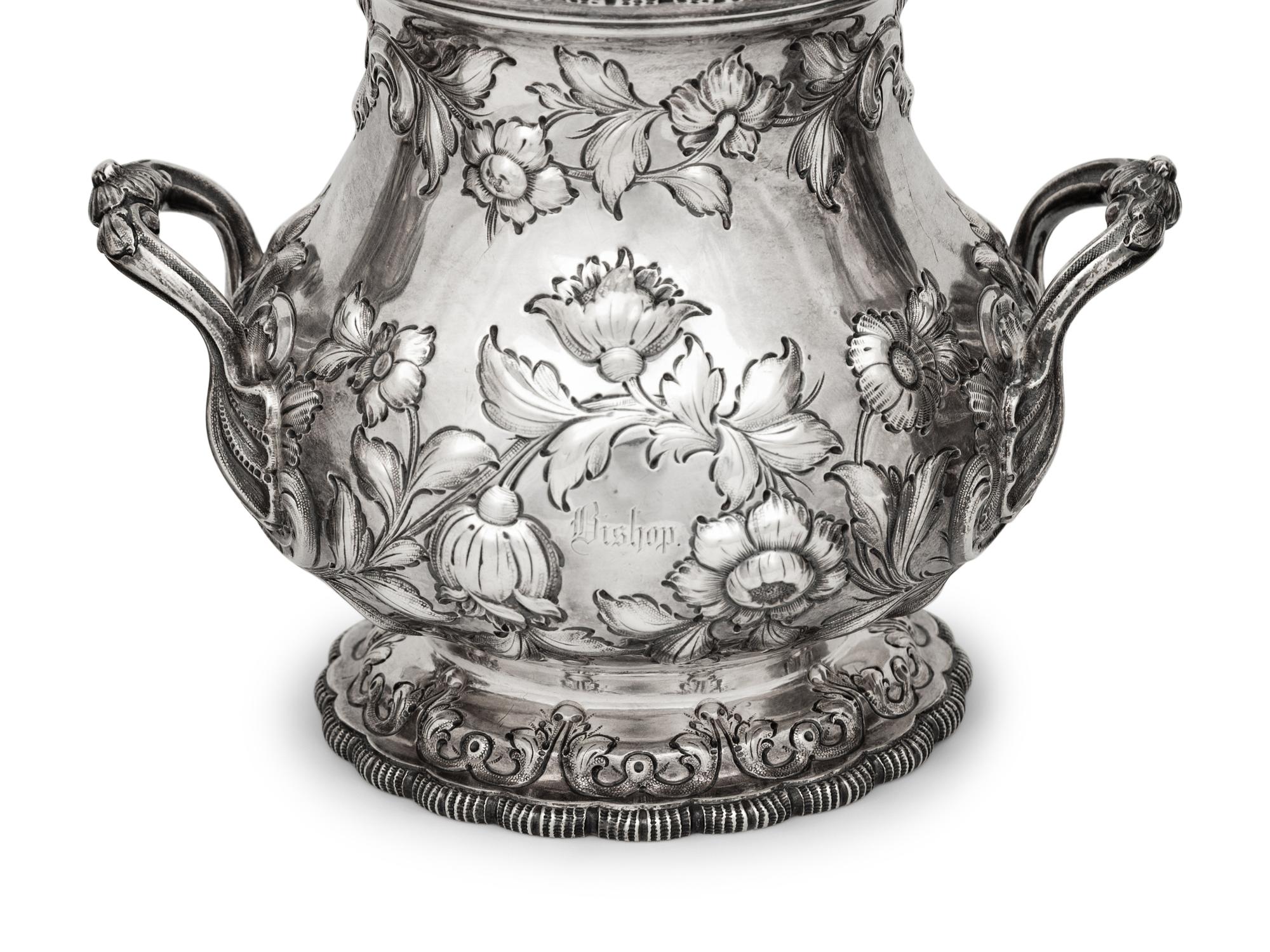 A Grosjean and Woodward for Tiffany and Co. Coin Silver Three-Piece Coffee Service
