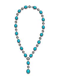 TURQUOISE, DIAMOND, BLACK DIAMOND AND ONYX NECKLACE