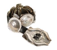Southwestern Stamped Silver Concho Belt
